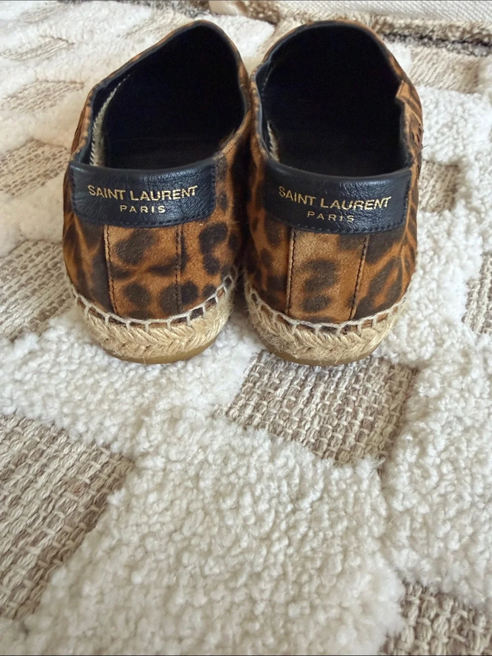 Saint Laurent Leopard Espadrilles in Brown and Black